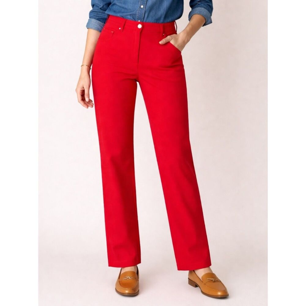Vintage St. John Sport Pants Red Straight Leg Stretch Trouser Women’s Size 2